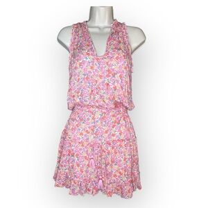 SummerlanD Pink Floral Drop Waist Tiered Ruffle Mini Dress Size Teen Small